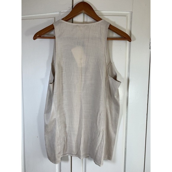 Liberty Garden Sleeveless Top Women Large Neutral Embellished Flowers Faux Suede - Picture 3 of 13